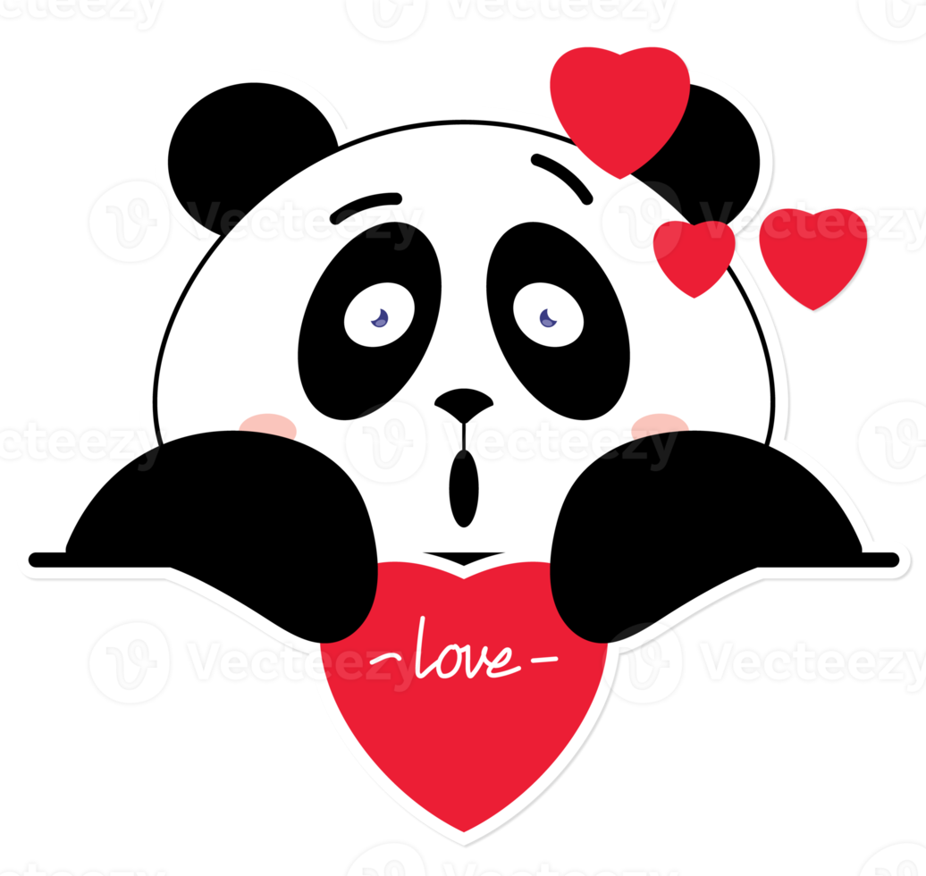 panda amor san valentín dibujos animados lindo png