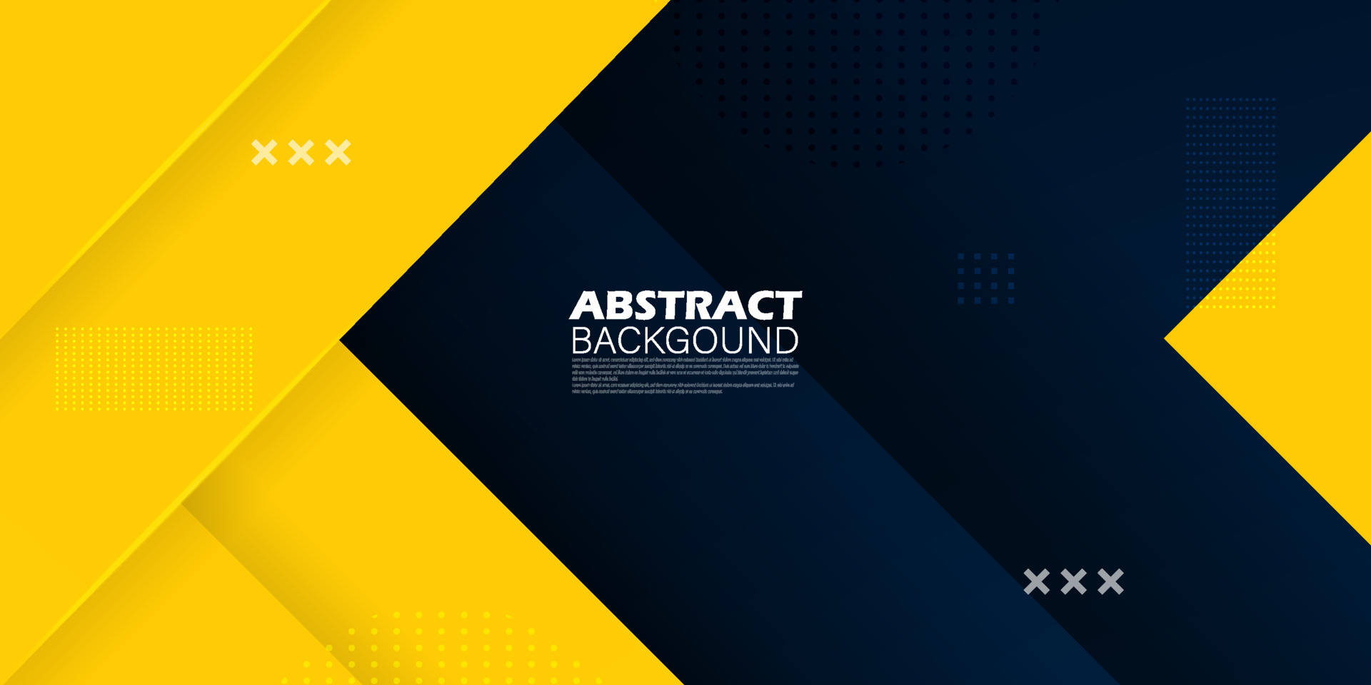 Abstract dark blue and yellow square theme overlaps background for