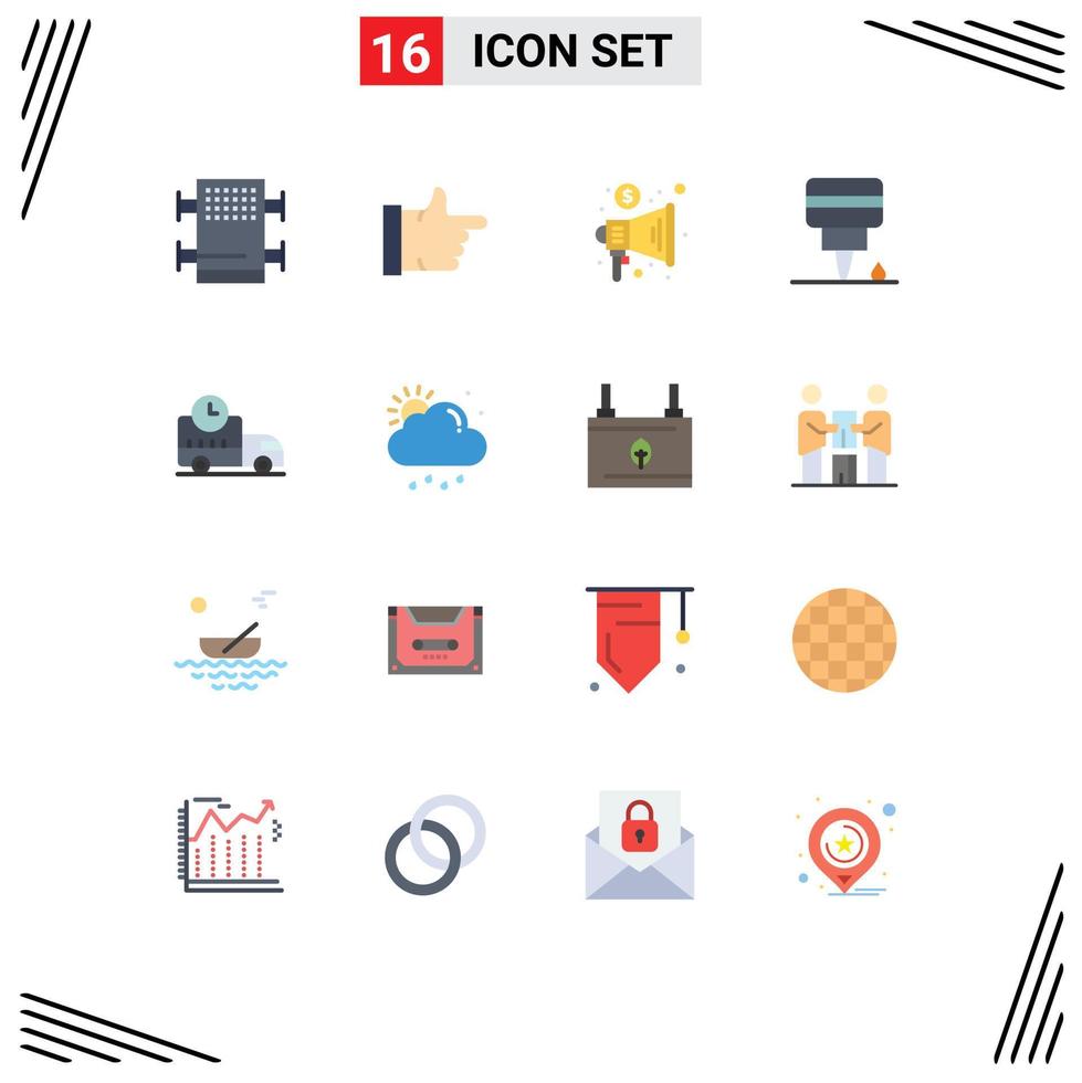 16 Thematic Vector Flat Colors and Editable Symbols of cloud rush megaphone logistics oil Editable Pack of Creative Vector Design Elements