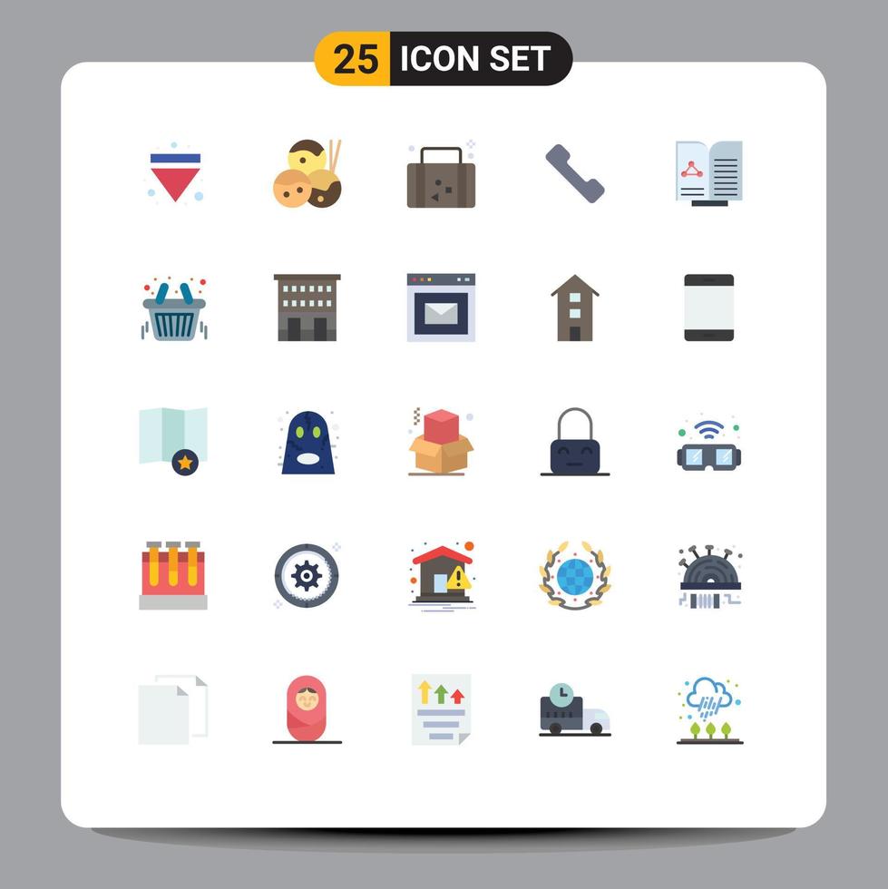 25 Flat Color concept for Websites Mobile and Apps report medical suitcase mobile telephone Editable Vector Design Elements