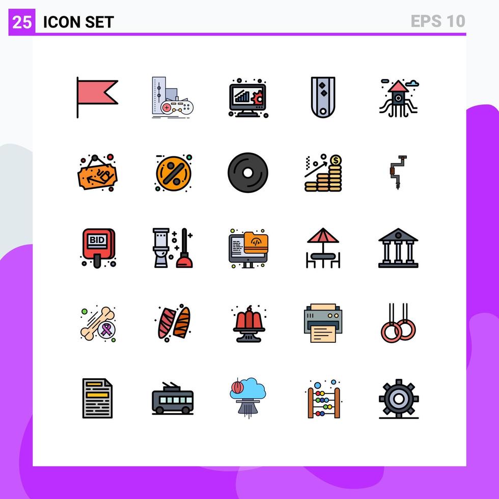 conjunto de 25 iconos de ui modernos símbolos signos para análisis de rango de ciudad diamantes militares elementos de diseño vectorial editables vector