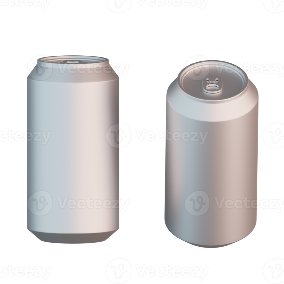 Metallic soda can mockup 3D illustration png