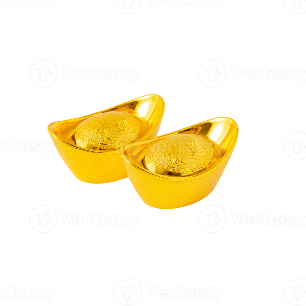 Yuan Bao Chinese gold sycee cutout, Png file