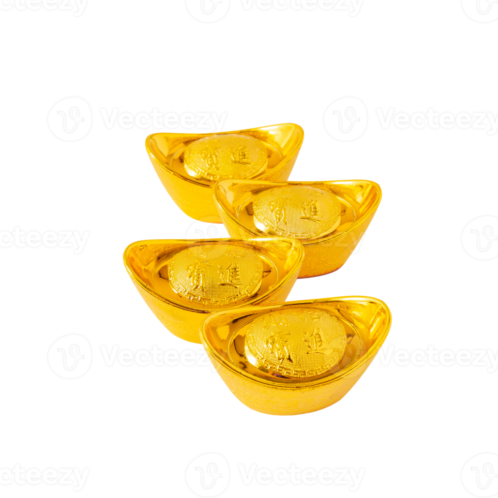 Yuan Bao Chinese gold sycee cutout, Png file
