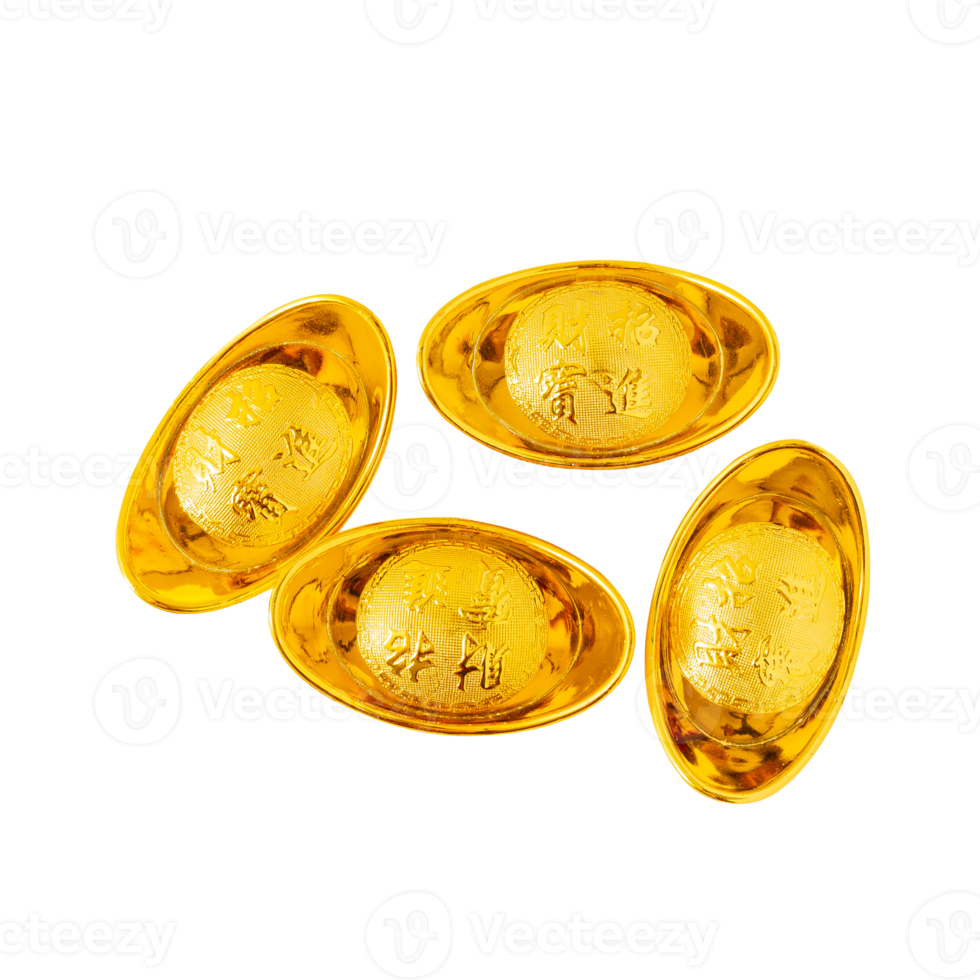 Yuan Bao Chinese gold sycee cutout, Png file