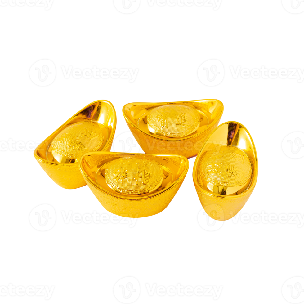 Yuan Bao Chinese gold sycee cutout, Png file