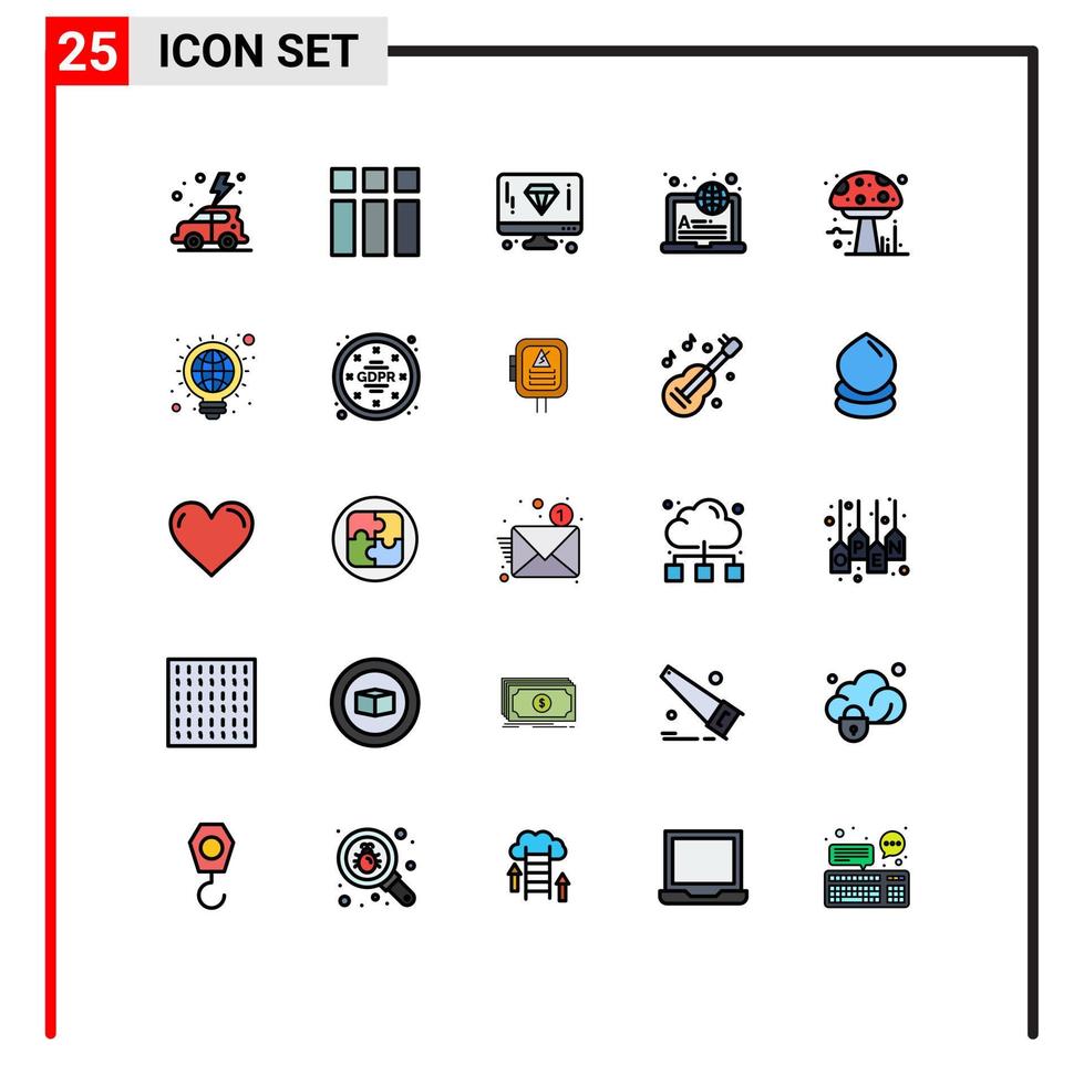 conjunto de 25 iconos de interfaz de usuario modernos signos de símbolos para el diseño en línea de otoño que aprenden elementos de diseño de vectores editables internacionales