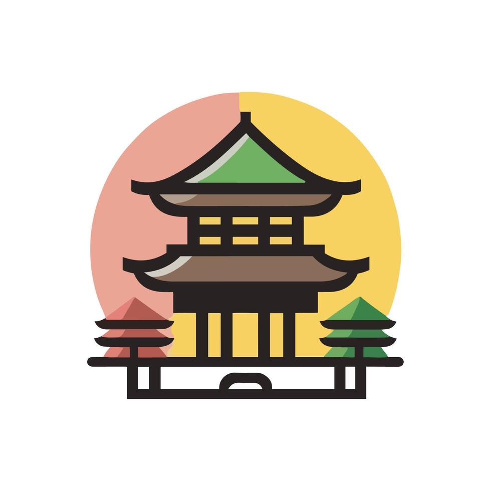 Japan famous landmark icons. Vector illustrations.olorful flat style  icon Design