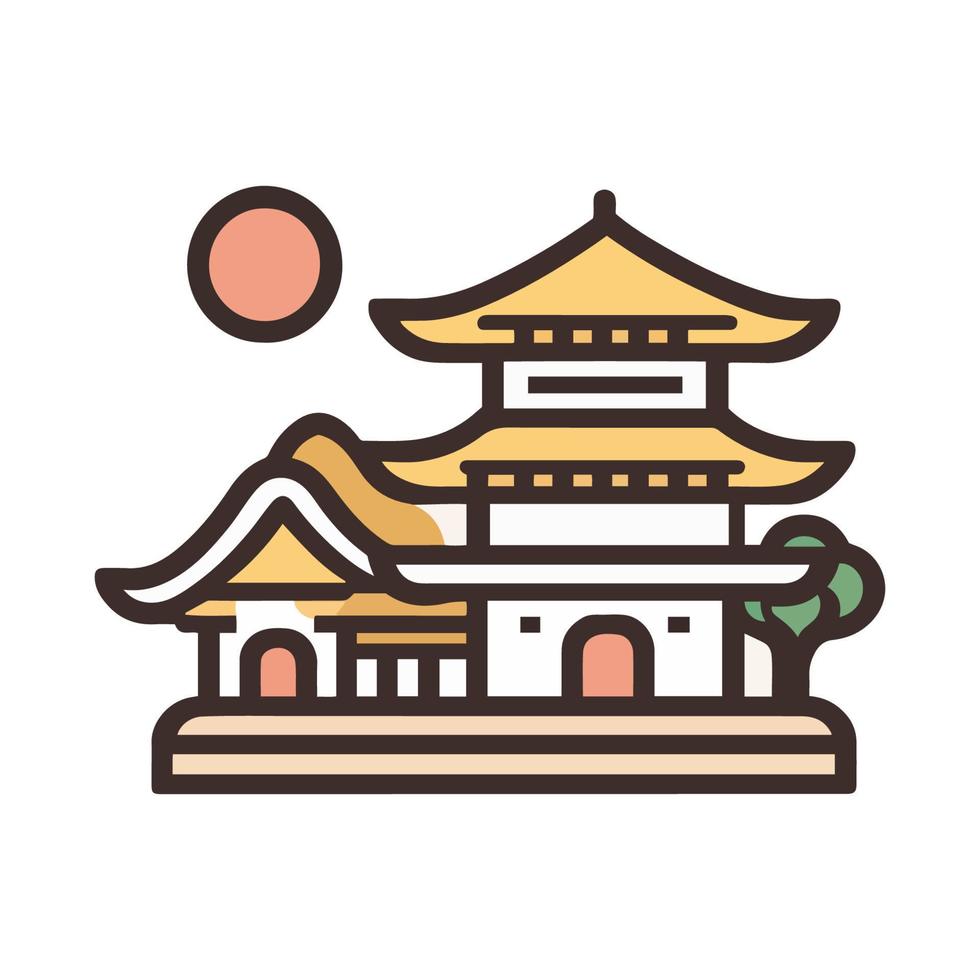 iconos famosos de japón. ilustraciones vectoriales.diseño de icono de estilo plano oloroso vector