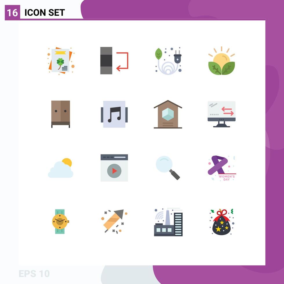 User Interface Pack of 16 Basic Flat Colors of home closet renewable appliances farming Editable Pack of Creative Vector Design Elements