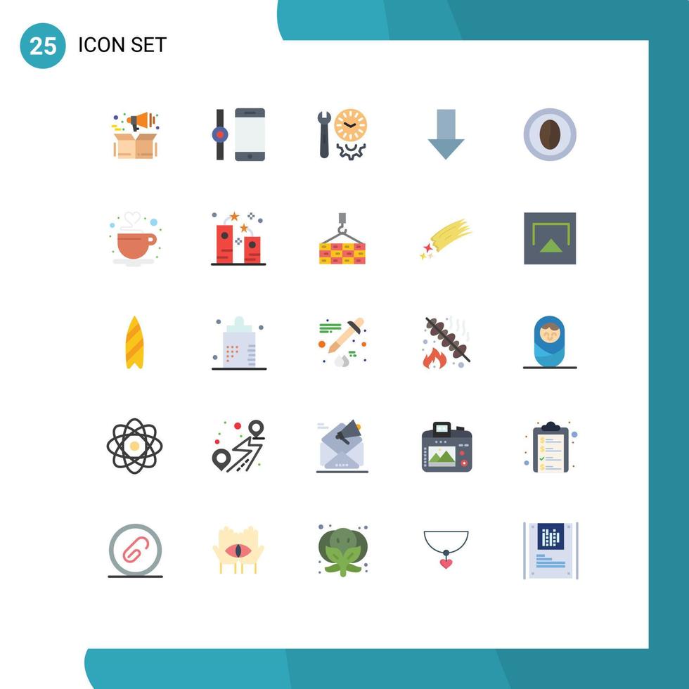 Pictogram Set of 25 Simple Flat Colors of cooking direction options down arrow arrow Editable Vector Design Elements