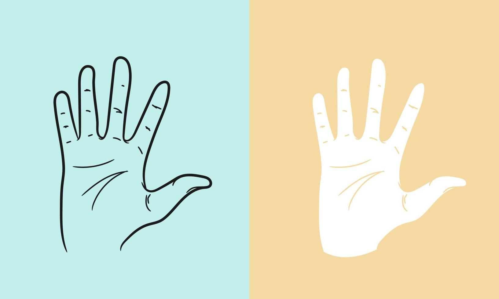 High five sign of Hand gestures vector illustration template. Realistic gesture line art of human hand. Isolated on background. Vector eps 10.