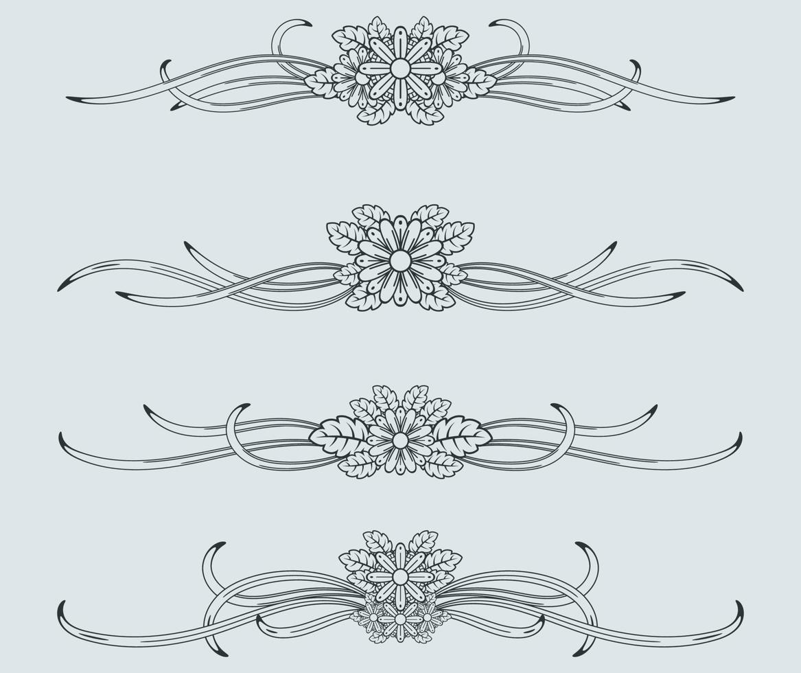 Doodle flower ornament template vector. Swash collections. Text divider for frame, border, title, pages. Vintage illustration template. Vector eps 10.