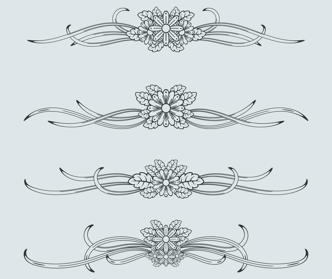 Doodle flower ornament template vector. Swash collections. Text divider for frame, border, title, pages. Vintage illustration template. Vector eps 10.