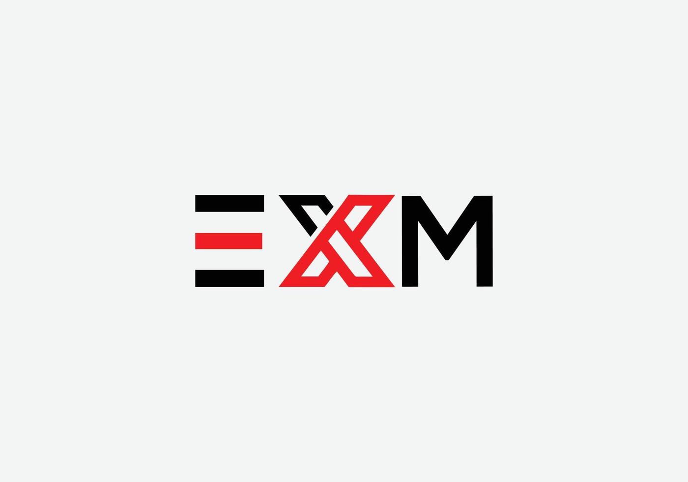 diseño de logotipo minimalista de marcas de letras exm abstractas vector