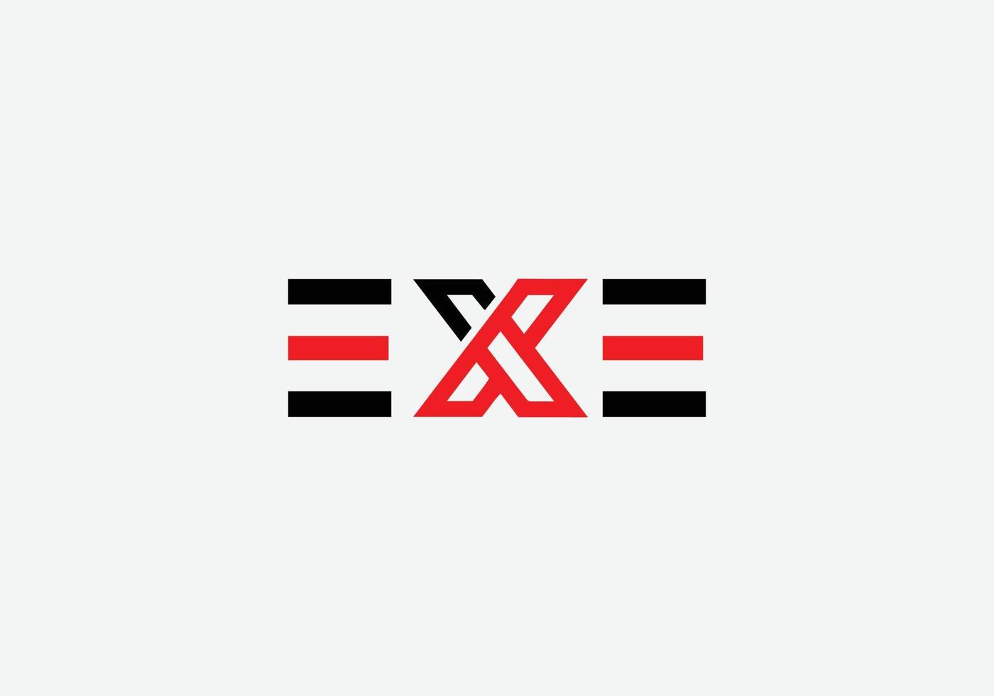 diseño de logotipo minimalista de marcas de letras exe abstractas vector