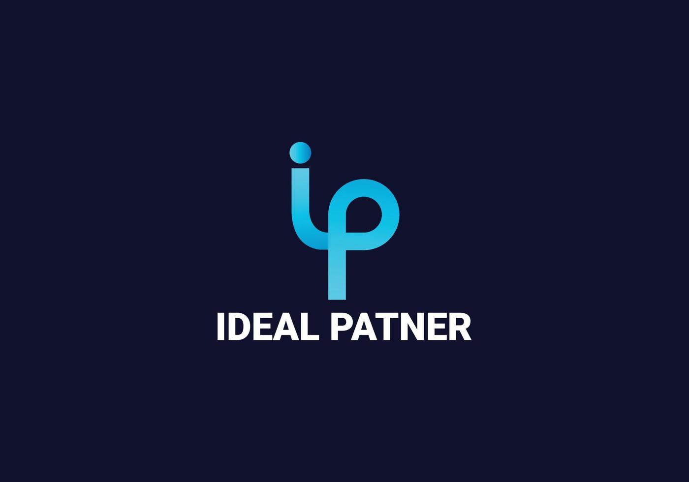 Ideal Partner ip minimalist abstract lettermarks logo design template vector