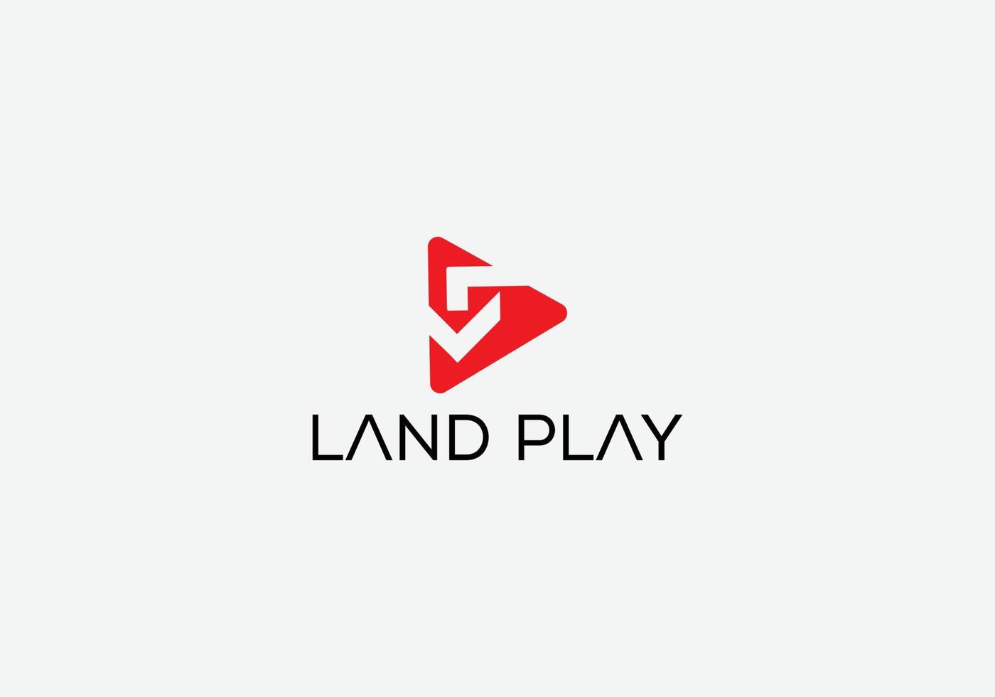 diseño de logotipo de botón de reproducción de emblema moderno de letra ll abstracto de land play vector