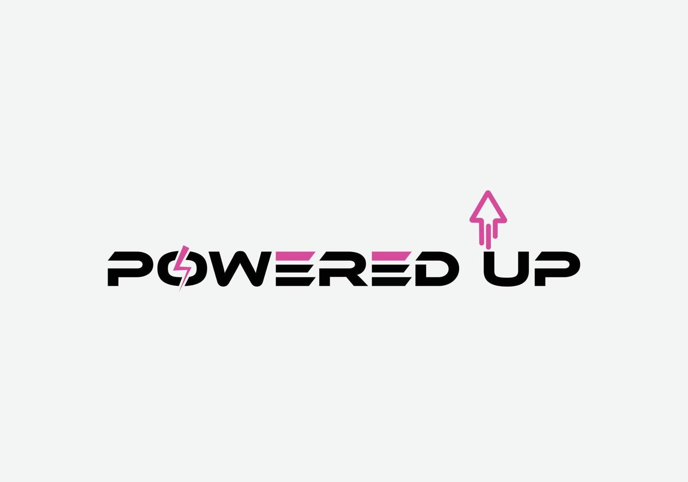 Powered up abstract tech power emblem minimalist logo desgn vector