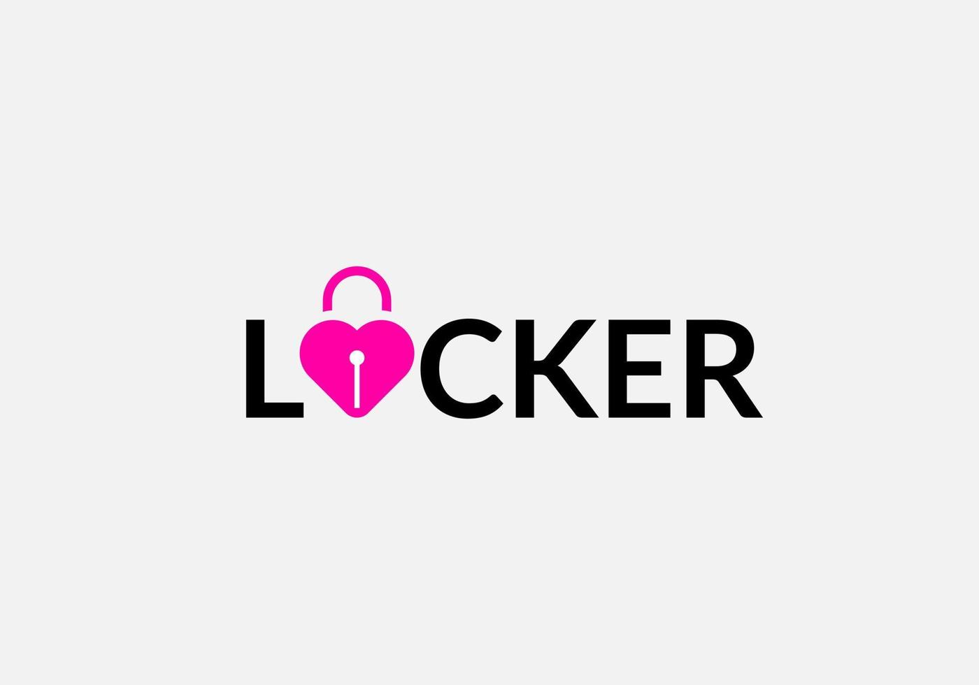 Locker Abstract love lock typography logo design vector