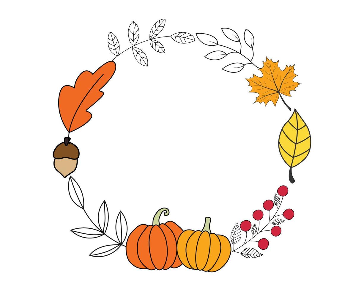 Autumn greeting card poster template. nature leaves, trees, pumpkins,  Vector illustration in flat style