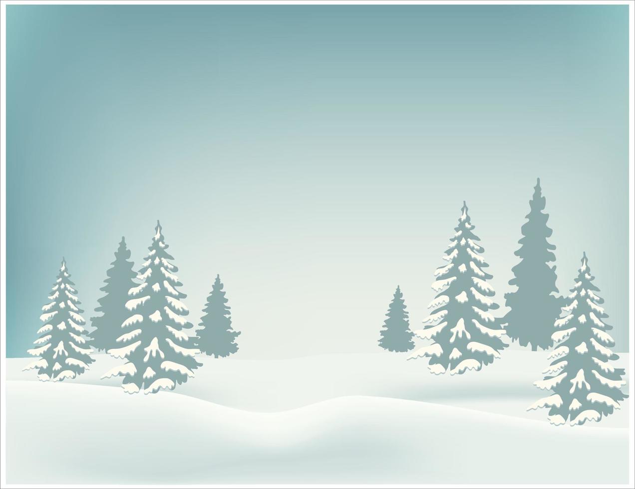 landscape with snowdrifts and snowy fir trees. Winter Christmas background with sky. vector