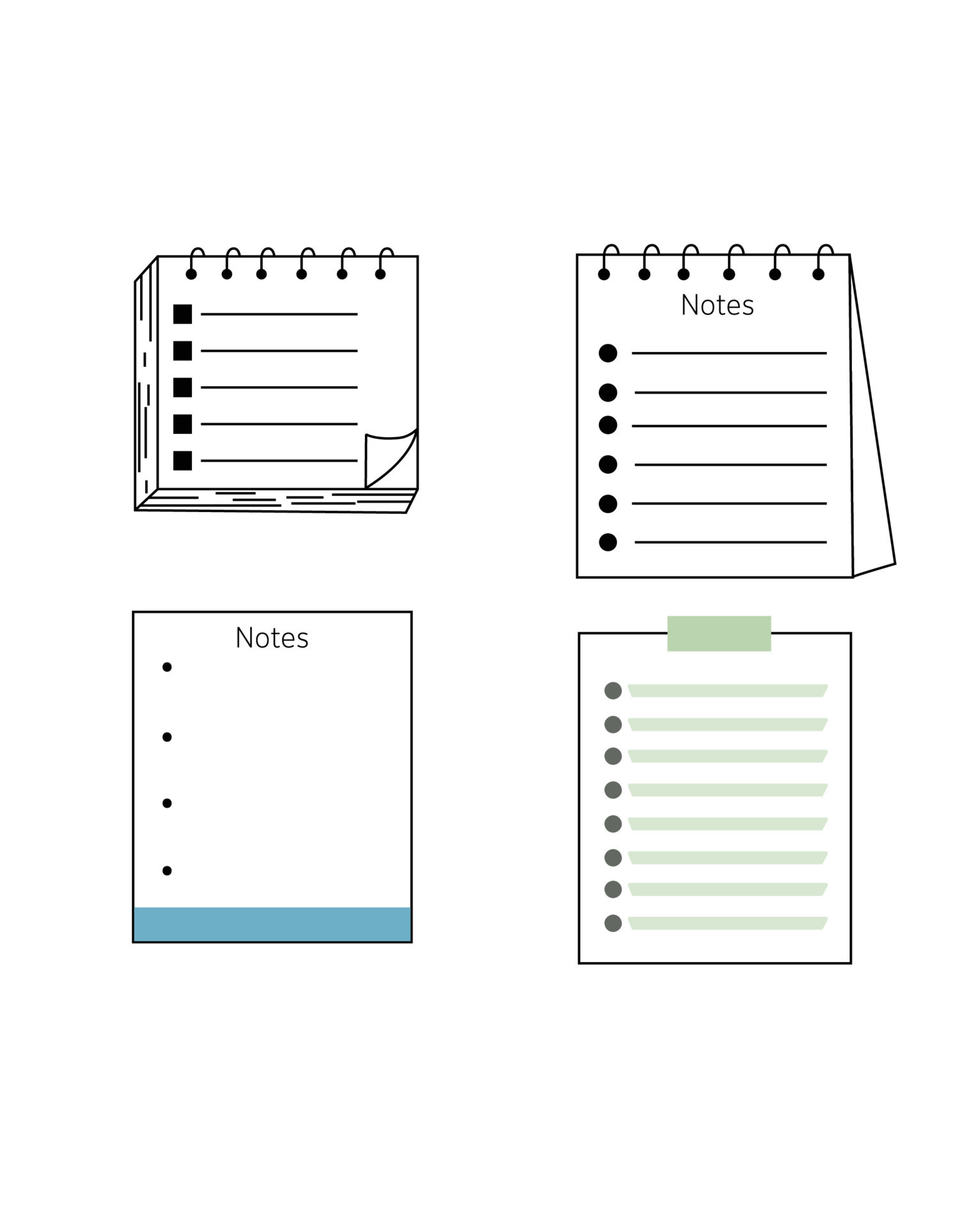 Set of different note papers. Notes paper sheets attached. 17190113