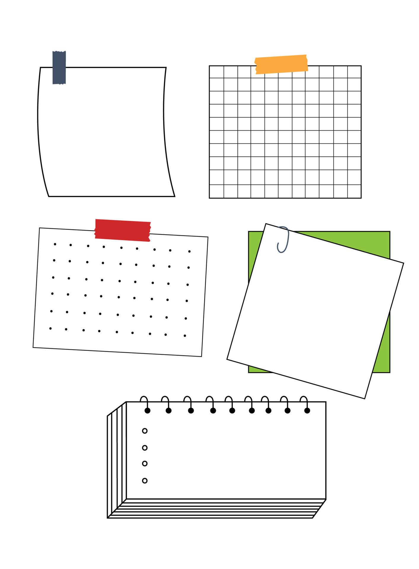 Set of different note papers. Notes paper sheets attached. 17190119