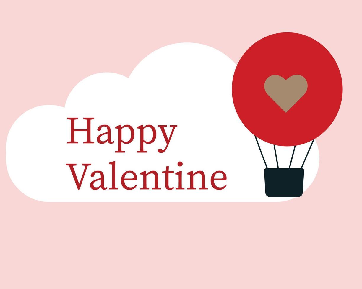 valentine day with heart baloon, gift and clouds. Paper cut style. vector illustration.