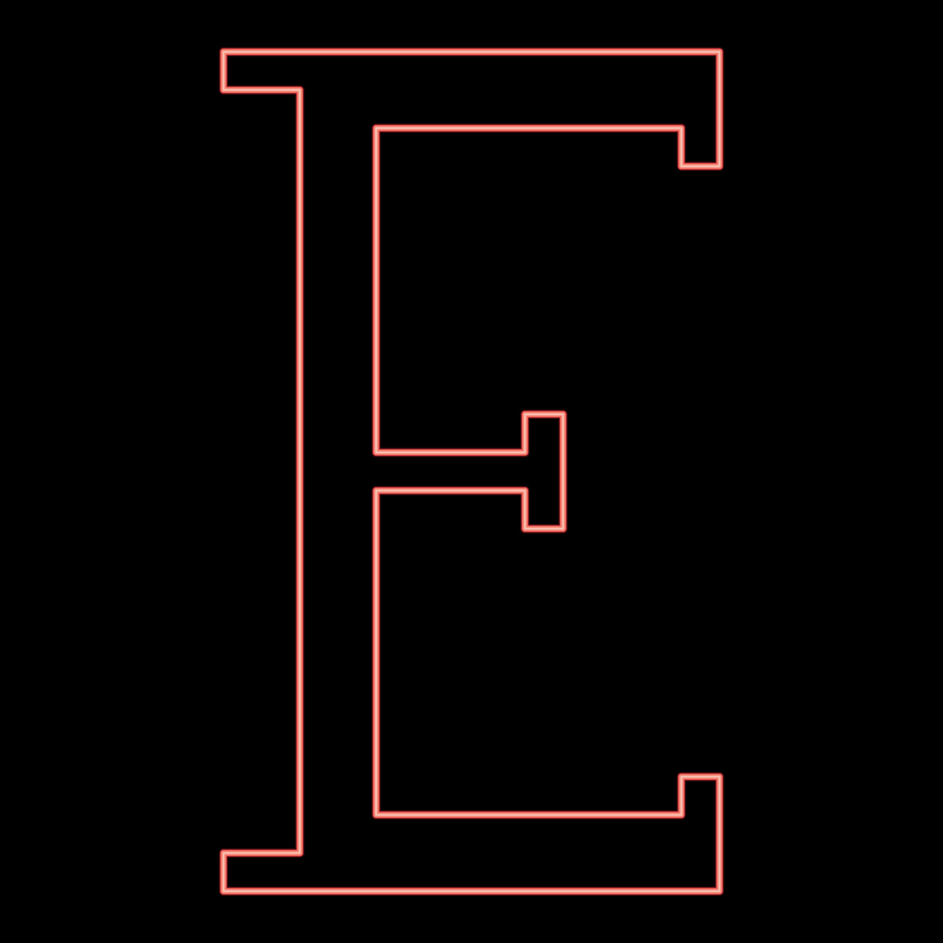 Neon epsilon greek symbol capital letter uppercase font red color