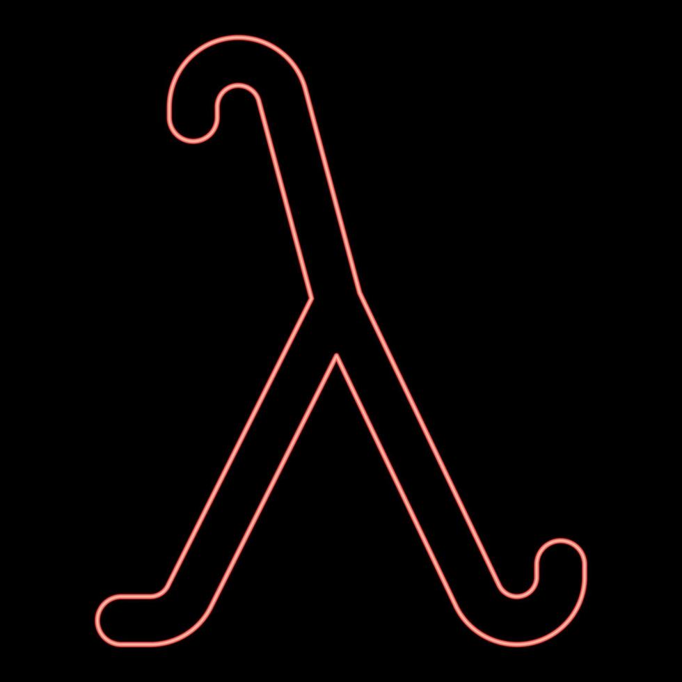 Neon lambda greek symbol small letter lowercase font red color vector