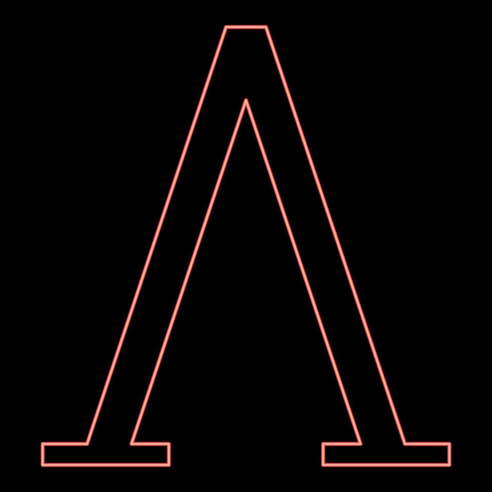 neón lambda símbolo griego letra mayúscula fuente mayúscula color rojo vector ilustración imagen estilo plano