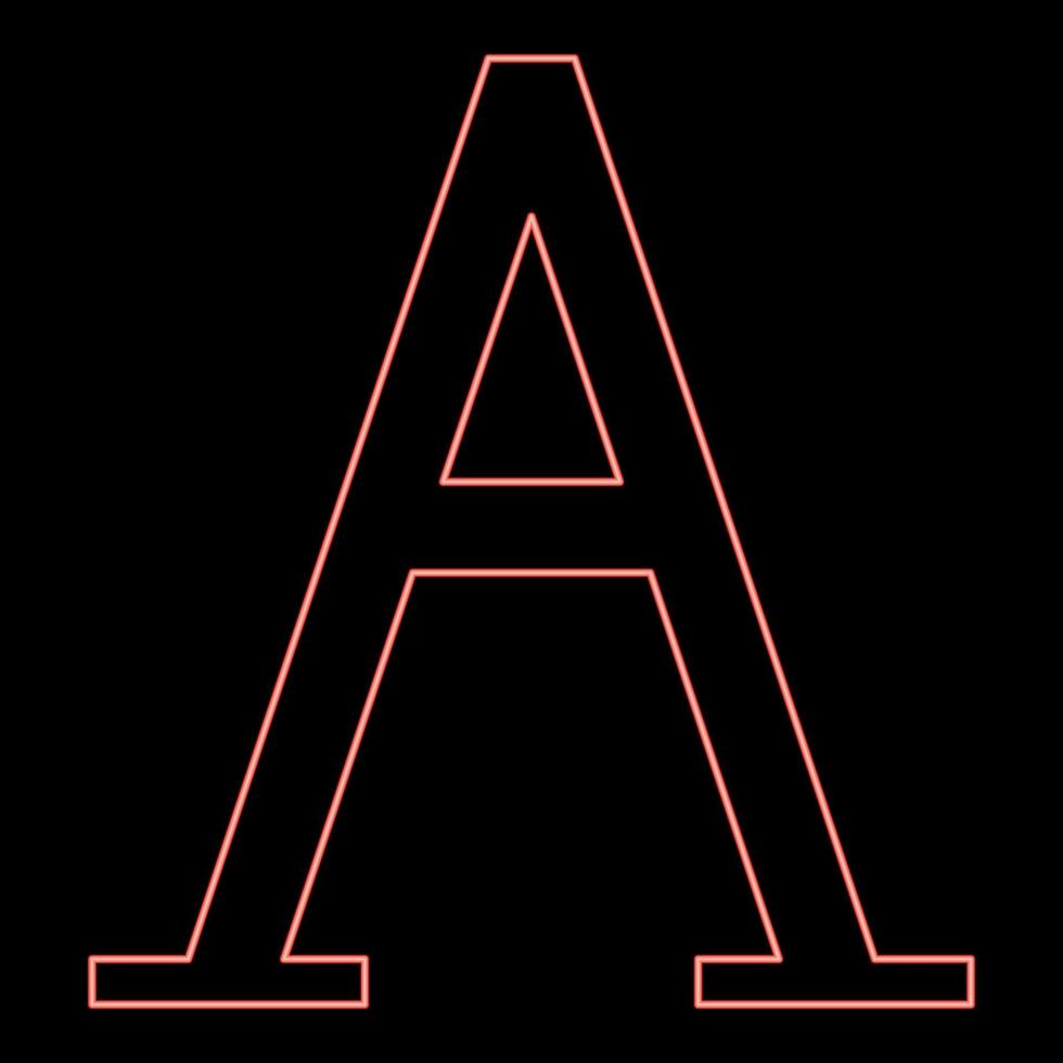 neón alfa símbolo griego letra mayúscula fuente mayúscula color rojo vector ilustración imagen estilo plano