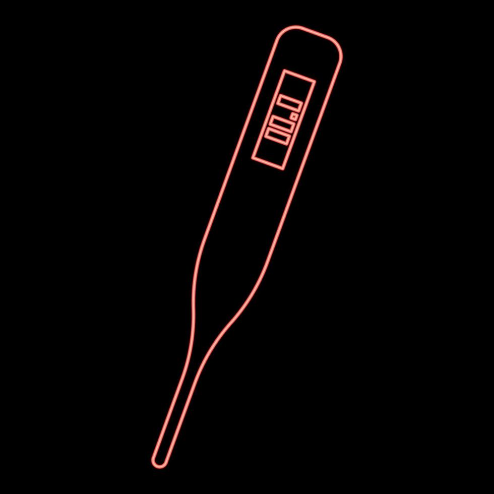 Neon medical electronic thermometers with digital display Temperature measuring Electric measure concept red color vector illustration image flat style