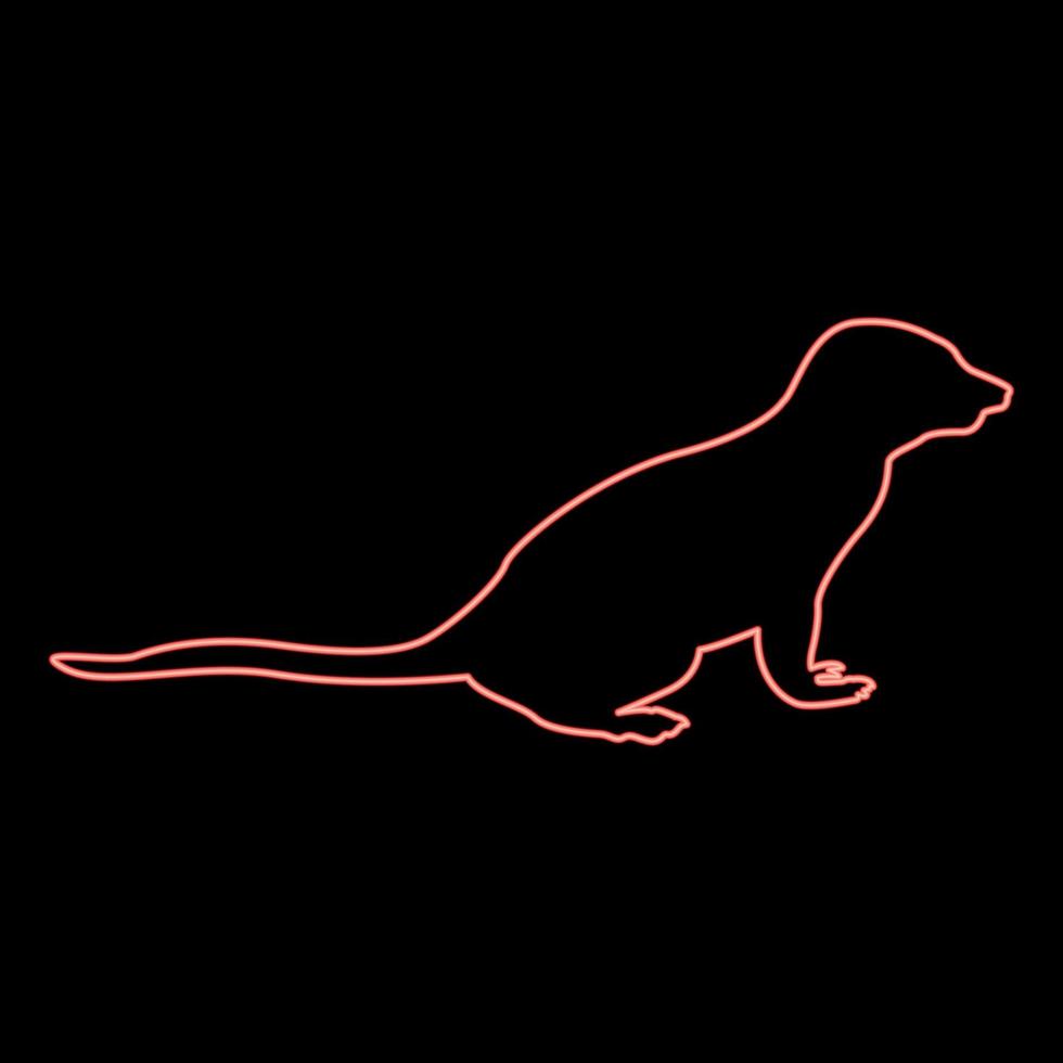 Neon meerkat in pose Suricata Suricatta red color vector illustration image flat style