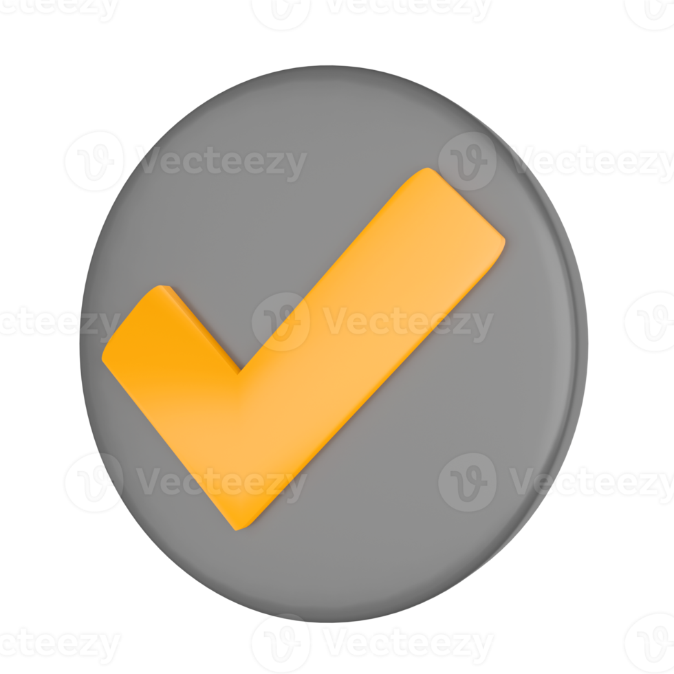 Yes or Correct Button. Web Interface 3D rendering. png