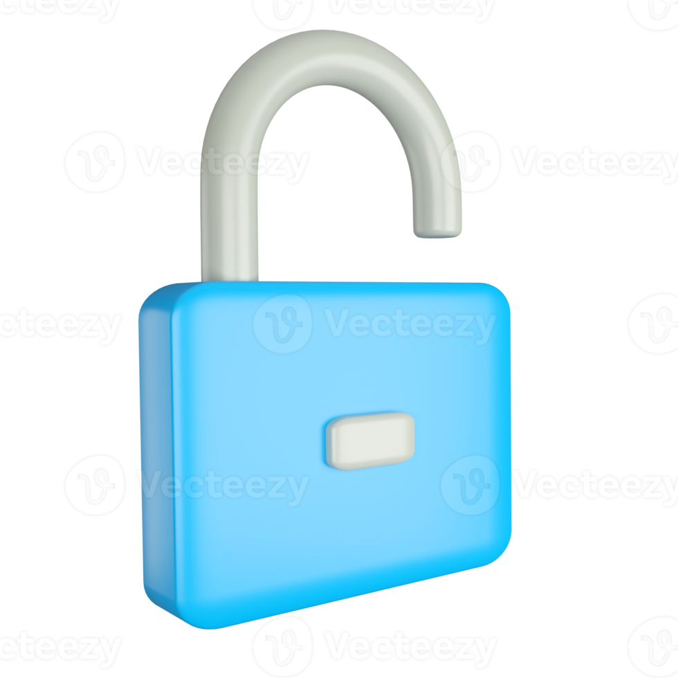 Lock icon. Web Interface 3D rendering. png