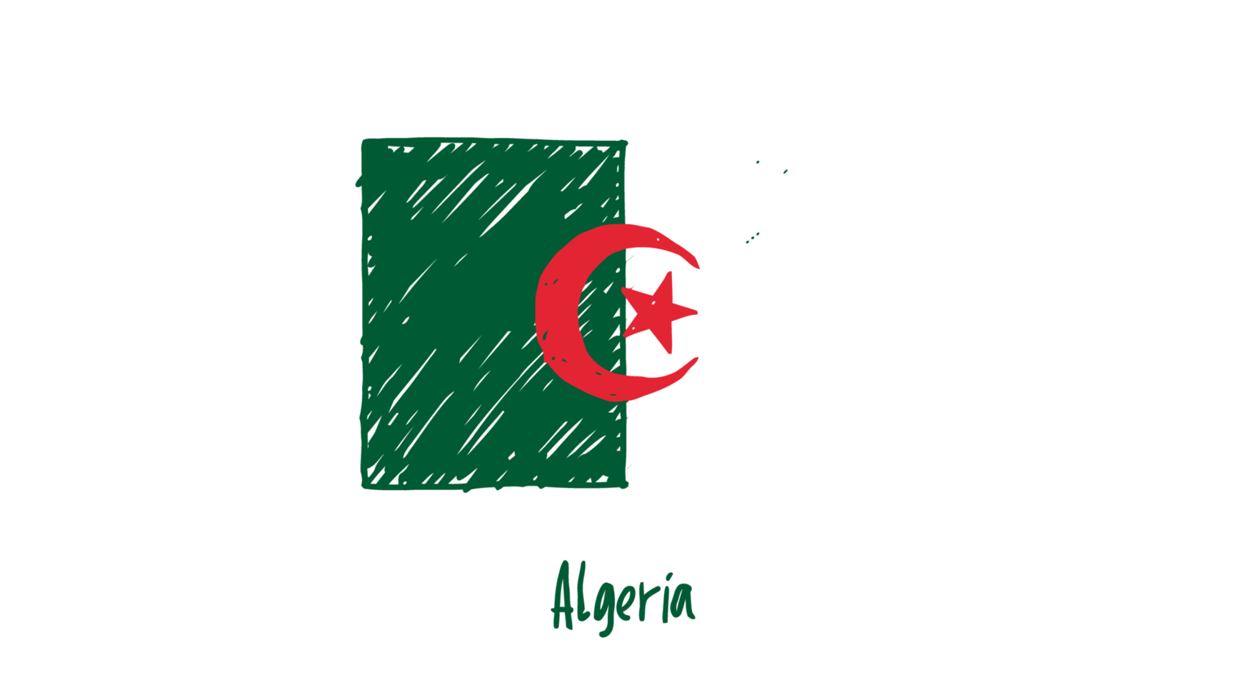 Algeria National Country Flag Pencil Color Sketch Illustration with Transparent Background png