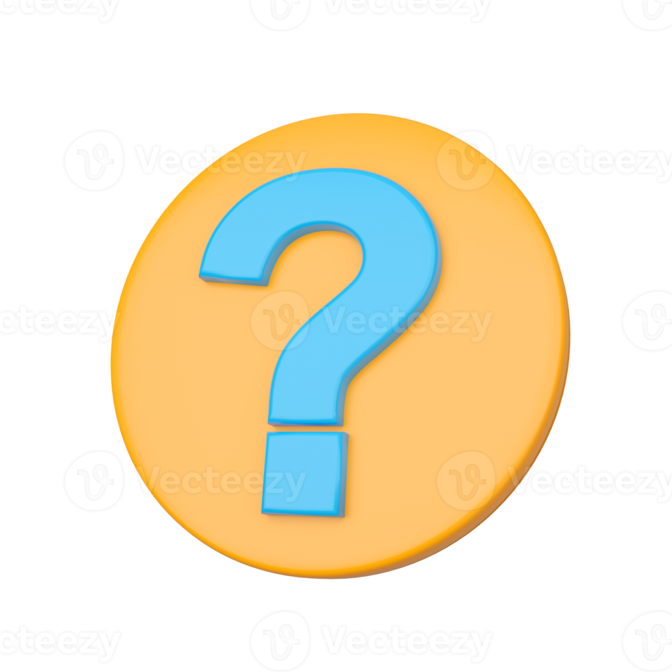 Question Button. Web Interface 3D rendering. png