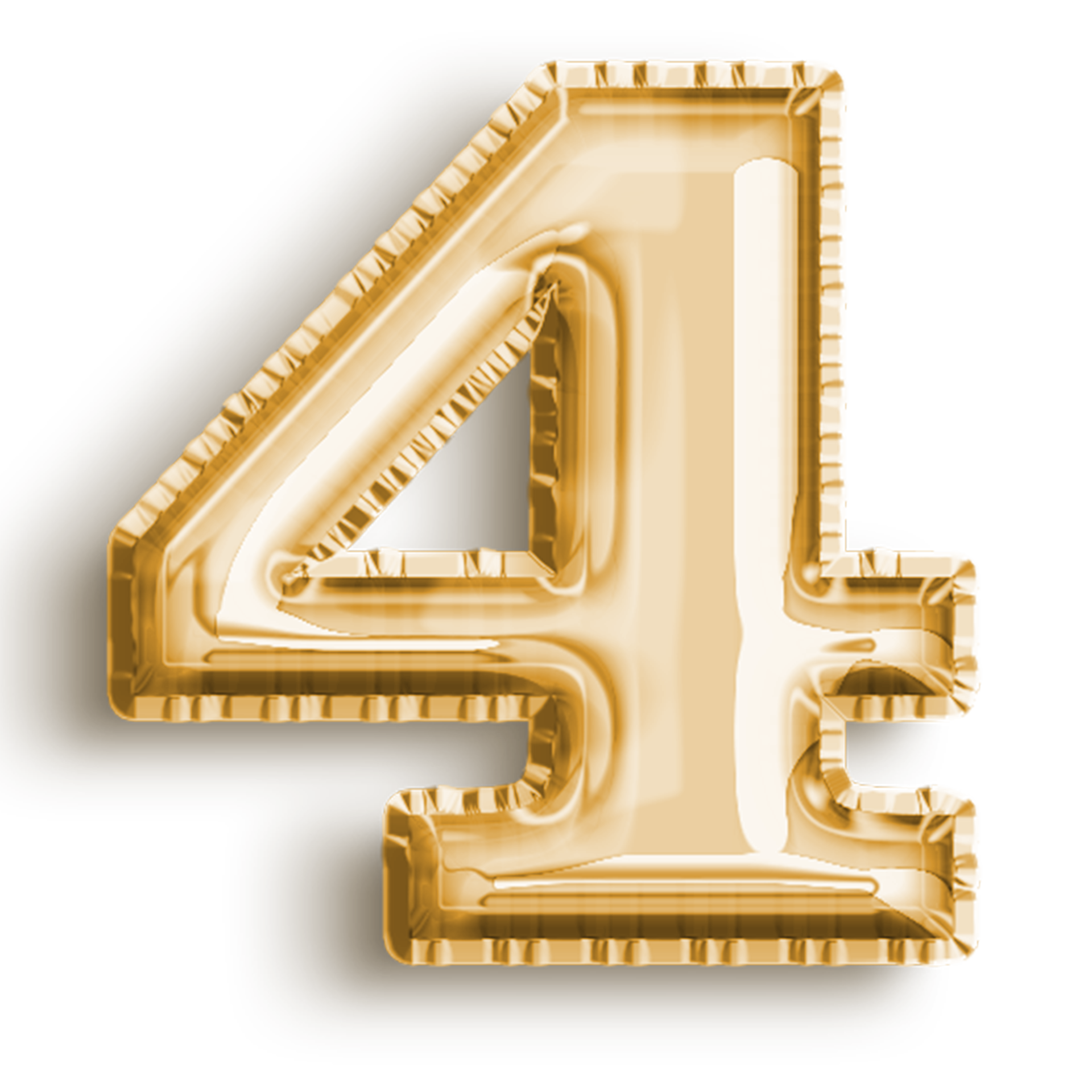 Number 4 metallic gold number balloon. Airfoil filled number