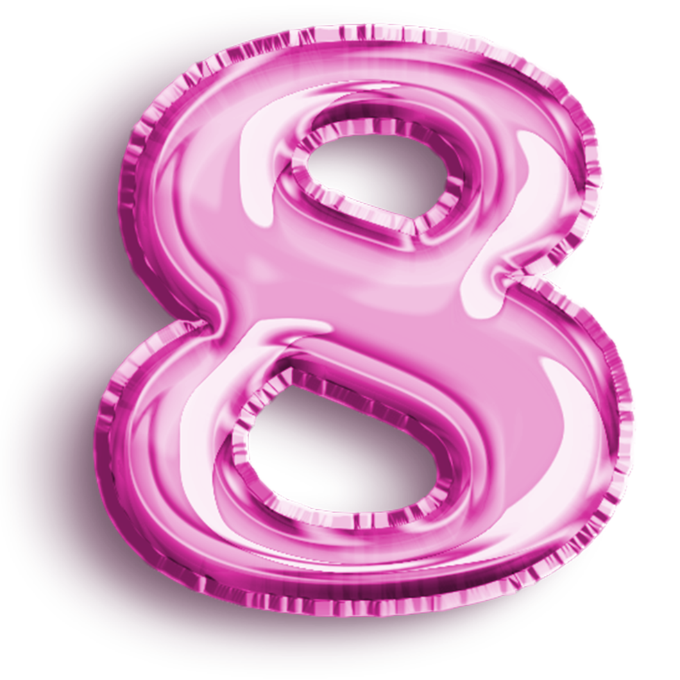 balão número 6 rosa metálico. aerofólio preenchido número ilustração isolada em fundo transparente. elemento de design para decoração de festa festiva png