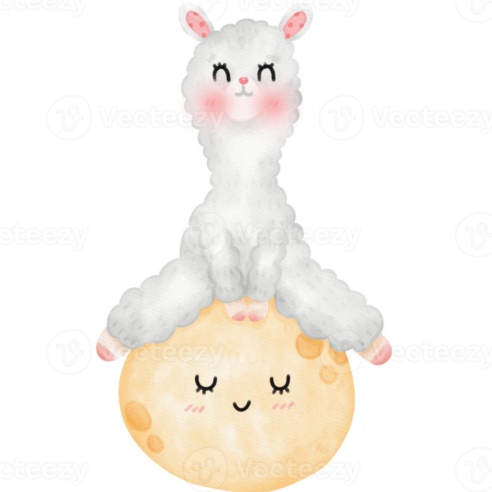 linda ilustración de llama de alpaca png