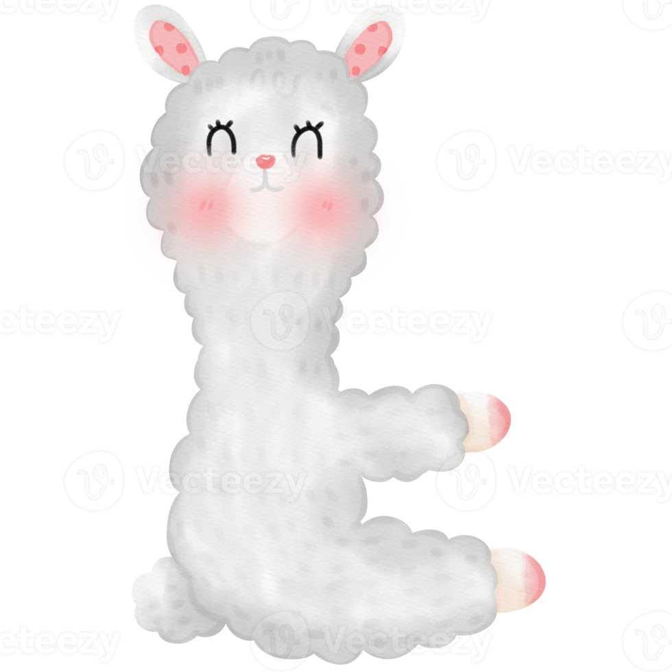 linda ilustración de llama de alpaca png