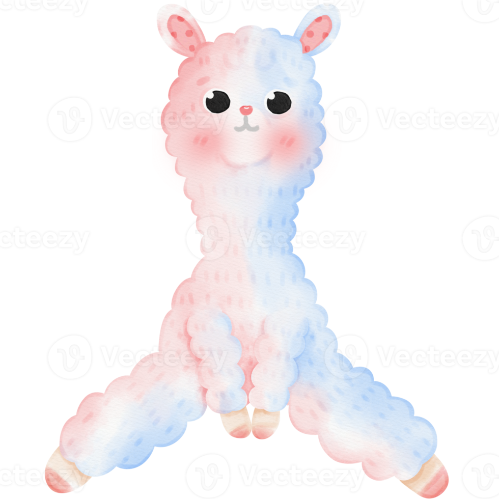 linda ilustración de llama de alpaca png