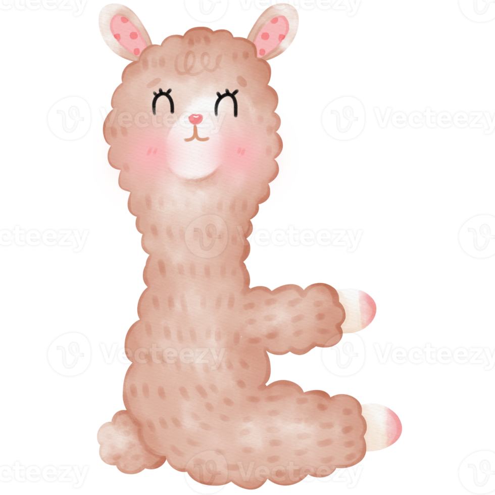 linda ilustración de llama de alpaca png