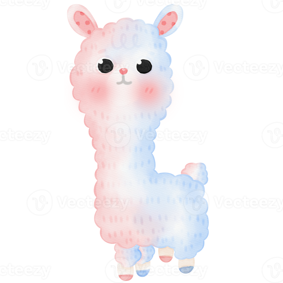 linda ilustración de llama de alpaca png