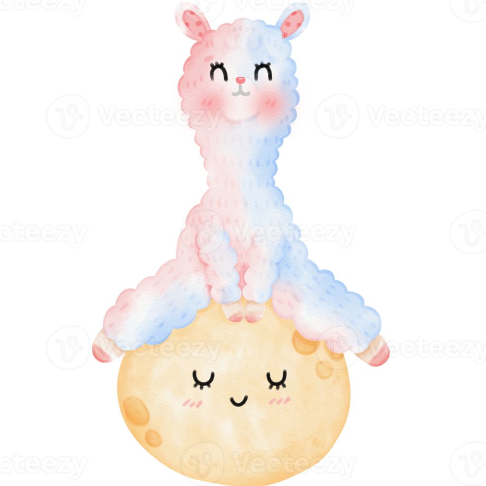 linda ilustración de llama de alpaca png