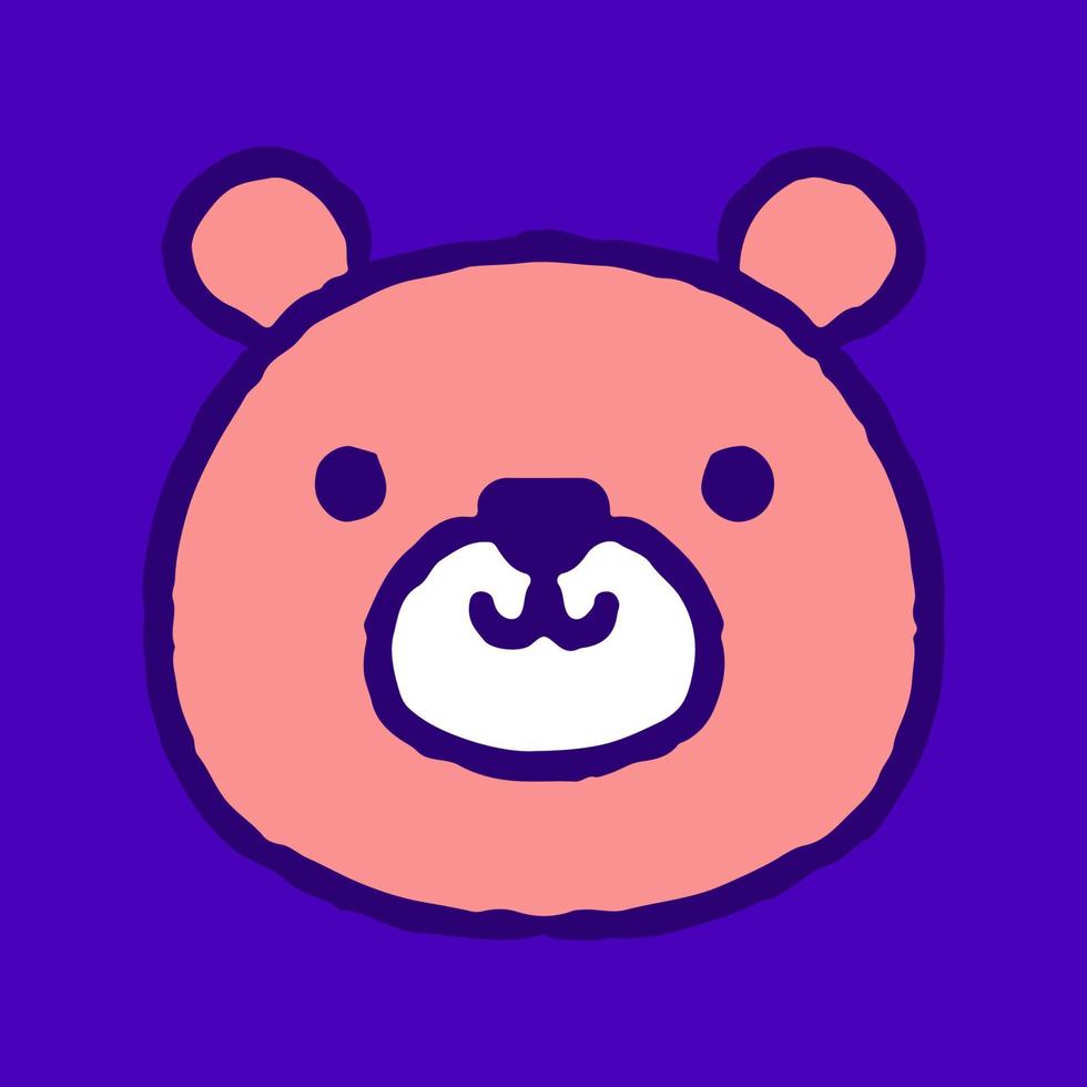 Cute bear head doodle cartoon, illustration for t-shirt, sticker, or apparel merchandise. With modern pop and urban style. vector