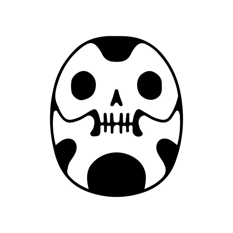 Skull head with egg shape cartoon, illustration for t-shirt, sticker, or apparel merchandise. With modern pop and retro style. vector