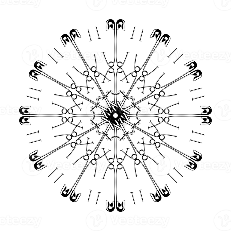 Artistic Circle Shape Made From Safety Pin Composition for Decoration, Ornate, Logo, Website, Art Illustration or Graphic Design Element. Format PNG